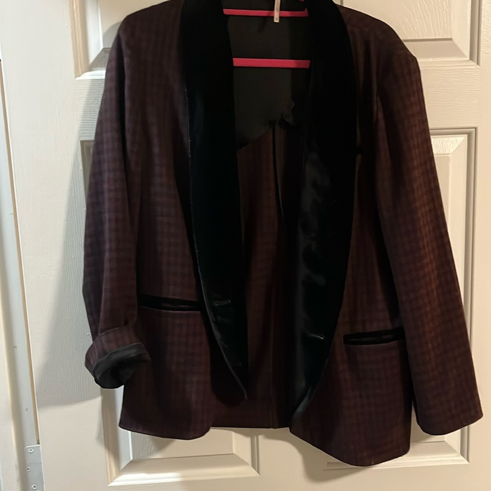 Free people plaid and velvet blazer